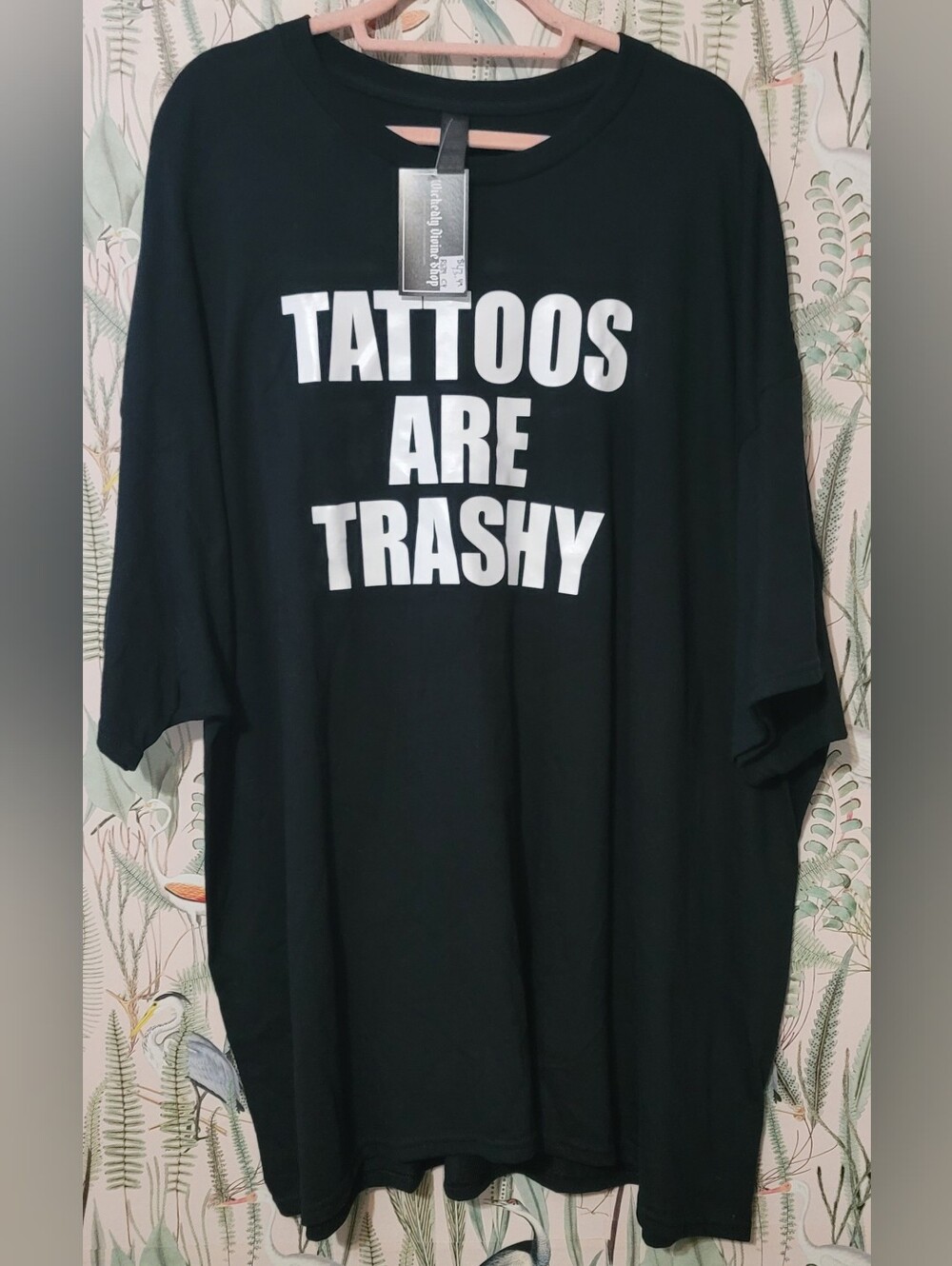 Black Graphic Tee - 'TATTOOS ARE TRASHY' NWT - Size: 4XL